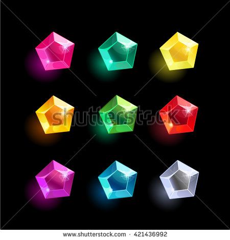 450x470 Set Of Cartoon Pentagon Different Color Crystals,gemstones,gems