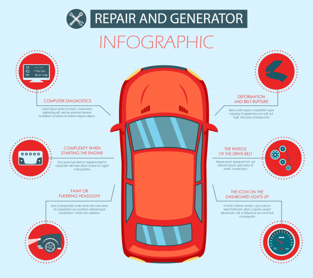 626x556 Vector Repair And Generator Automobile Flat Banner Vector