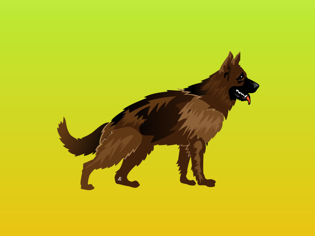 1024x765 German Shepherd Vector