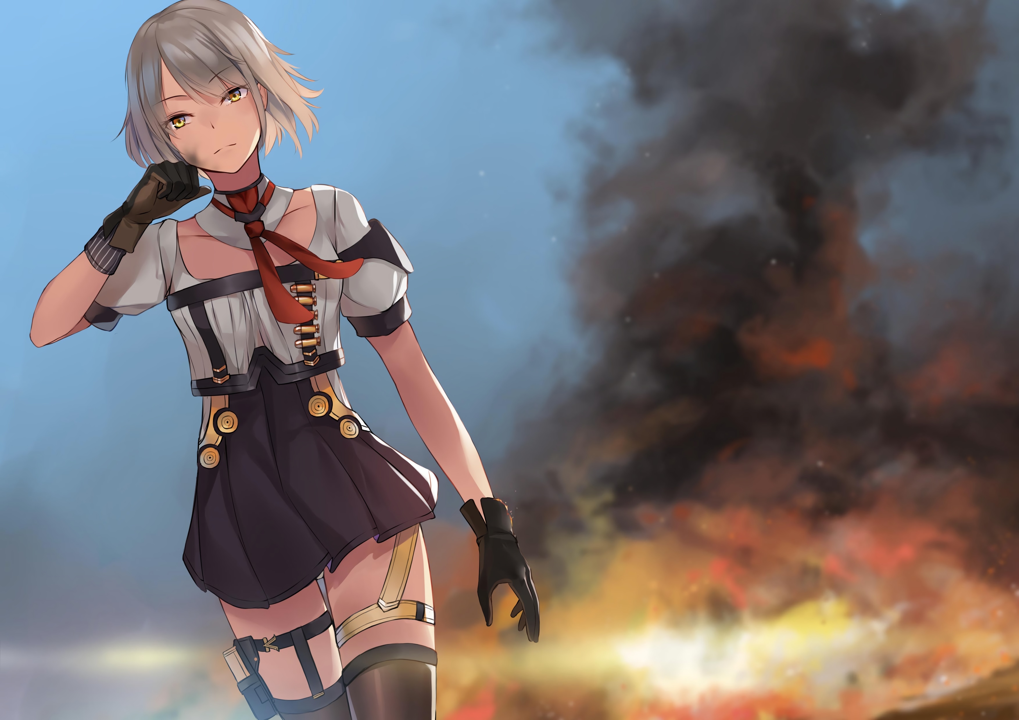 Wallpaper Girls Frontline, Vector, Explosion, White Hair, Gloves 3507x2480 Wallpaper Girls Frontline, Vector, Explosion, White Hair, Gloves
