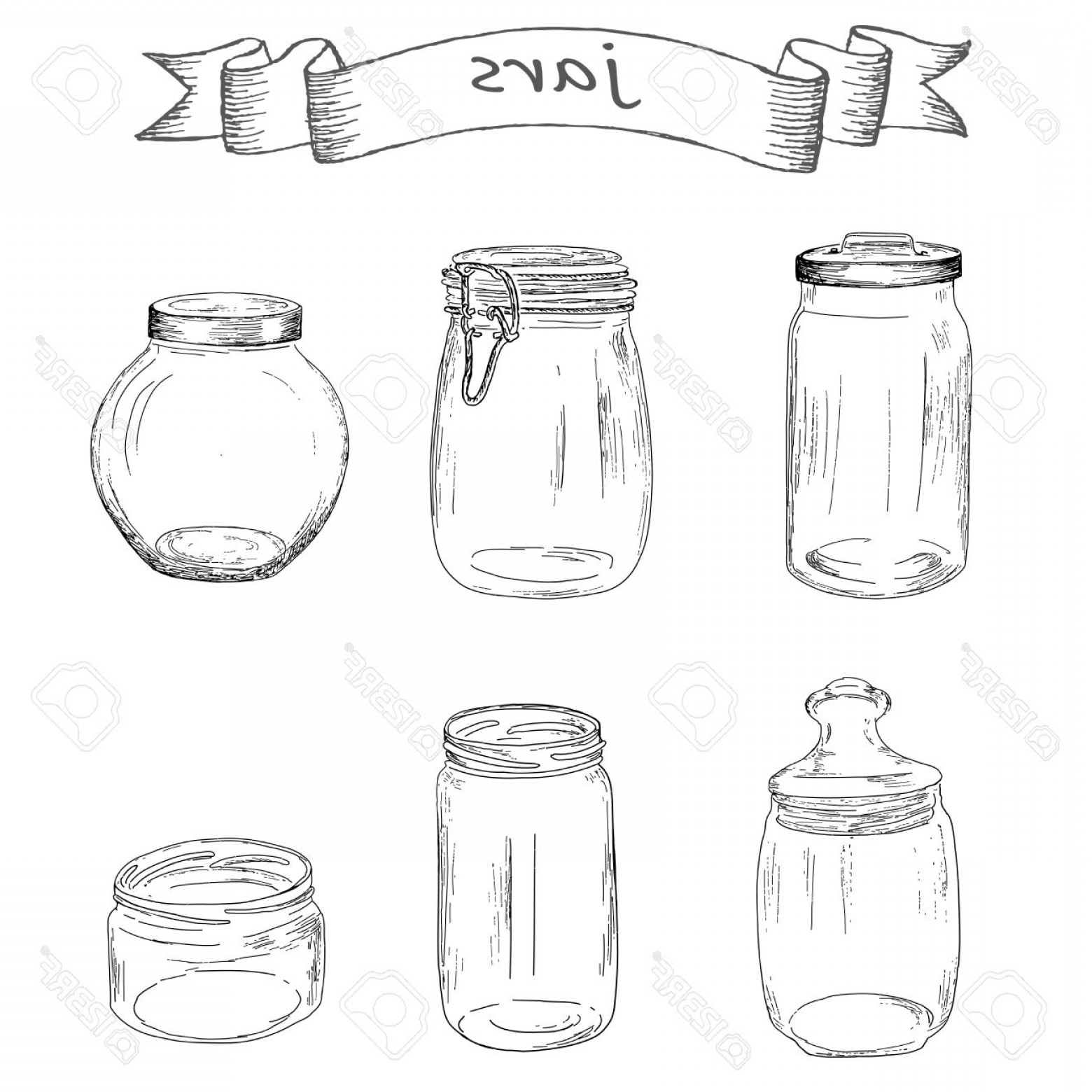 Photostock Vector Glass Jars Hand Drawing Set Of Vector Sketches 1560x1560 Photostock Vector Glass Jars Hand Drawing Set Of Vector Sketches