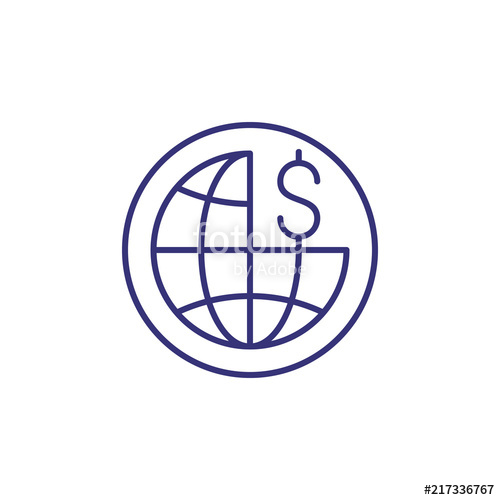 500x500 Global Markets Line Icon World, Planet, Dollar Symbol Finance