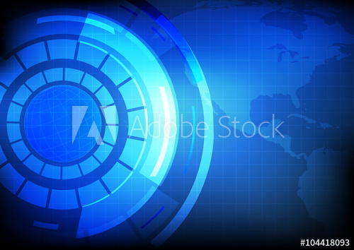 500x354 Vector Global With Map On Blue Technology Background