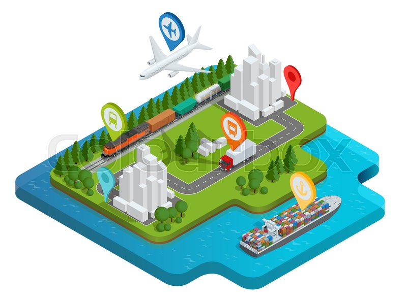 800x599 Global Logistics Network Flat Stock Vector Colourbox