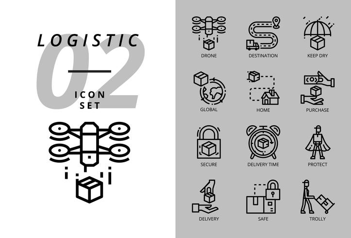 723x490 Icon Pack For Logistics Drone Delivery, Destination, Keep Dry