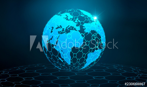 500x297 Network Global Earth Communications Network Map Of The World Blue