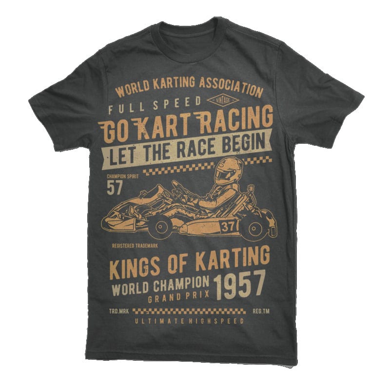 800x800 Go Kart Racing Vector T Shirt Design