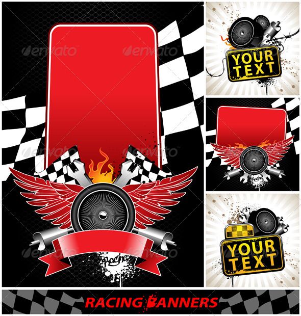 590x620 Vector Set Of Racing Banners