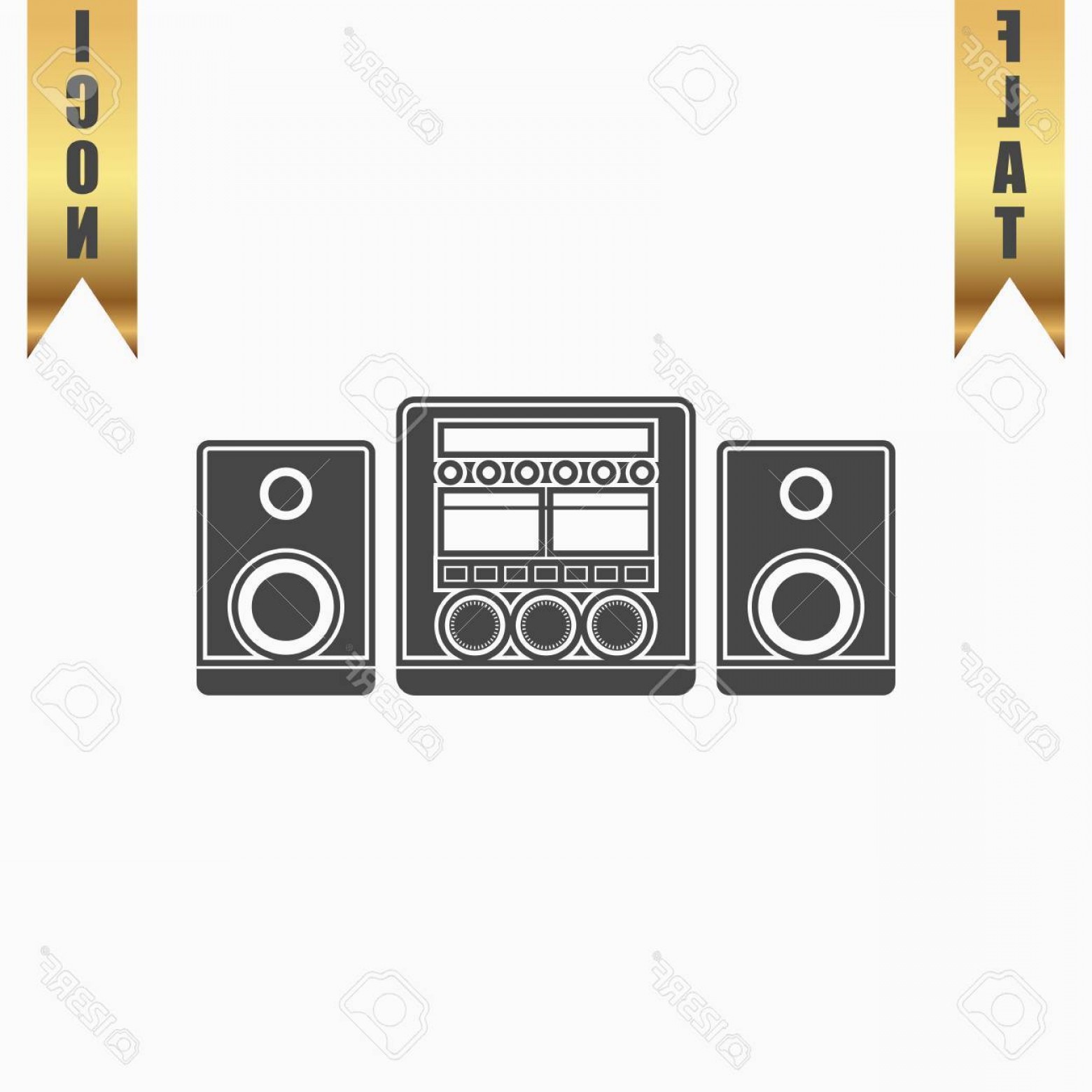 1560x1560 Photostock Vector Stereo System Flat Icon Vector Illustration Grey