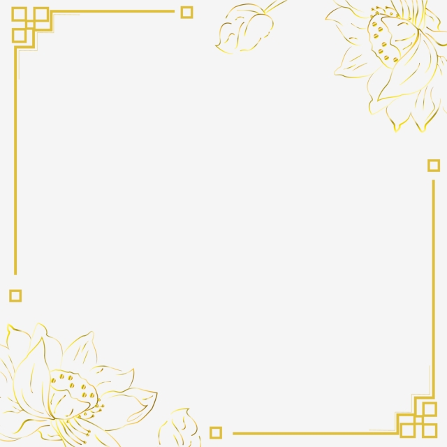 640x640 Ancient Wind System Hot Stamping Lotus Frame, Gold, Breeze