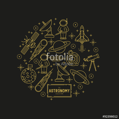 500x499 Astronomy Gold Vector Icon Set A Collection Of Space Themed Line
