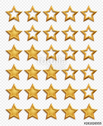411x500 Five Stars Rating System Gold Stars Rating Vector Isolated