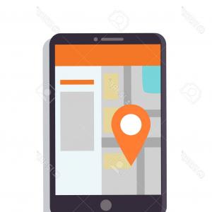 300x300 Photostock Vector Gps Navigation Map In Phone Vector Illustration
