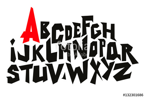 500x336 Straight Lines Comic Graffiti Font Vector Alphabet Stock Image