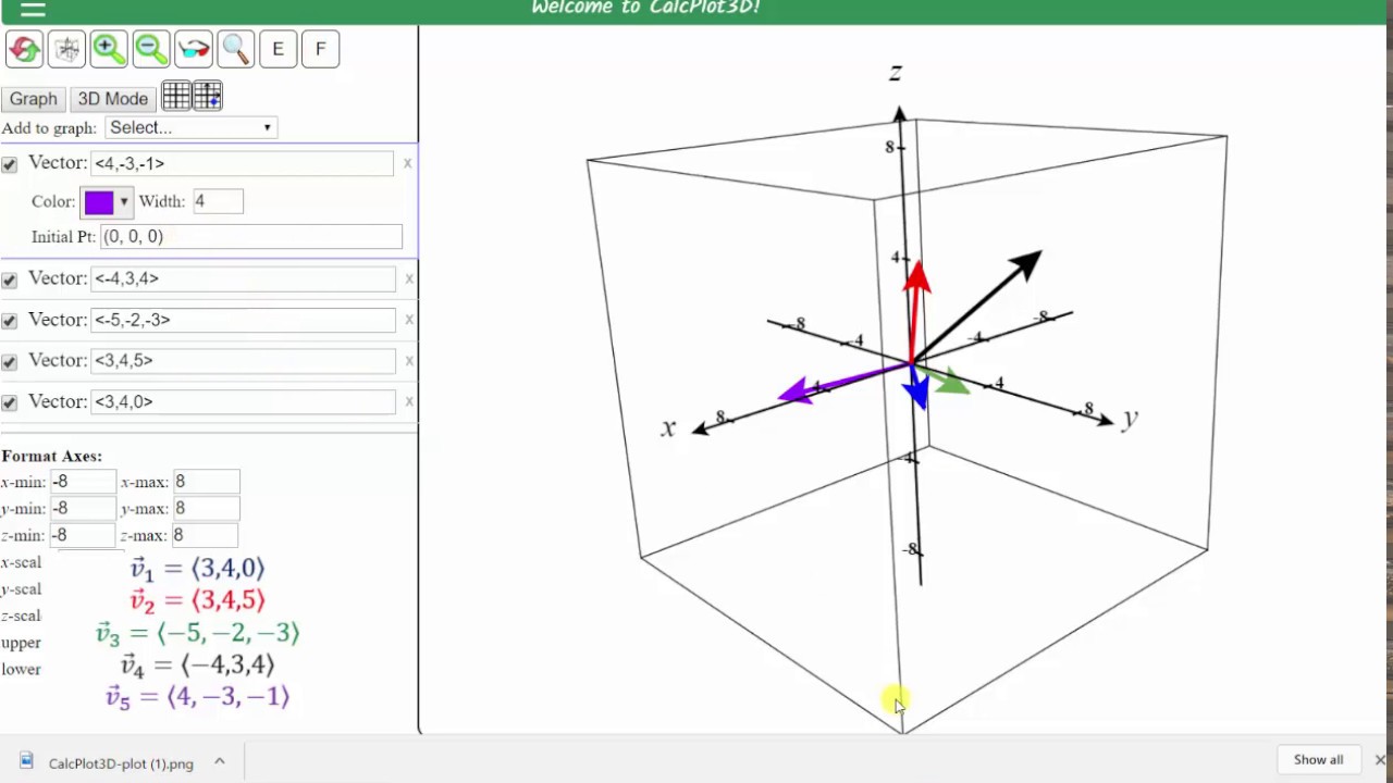 Graph Vectors Using Calc Plotter 1280x720 Graph Vectors Using Calc Plotter