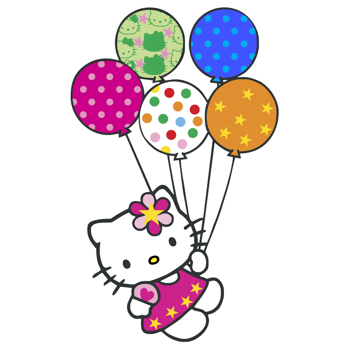 1200x1200 Hello Kitty Balloons Logo Vector Graphic Free Vector Silhouette