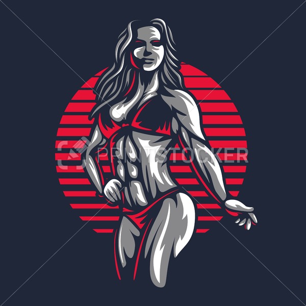 600x600 Fitness Bikini Woman Or Girl Figure Silhouette In Old Engraving