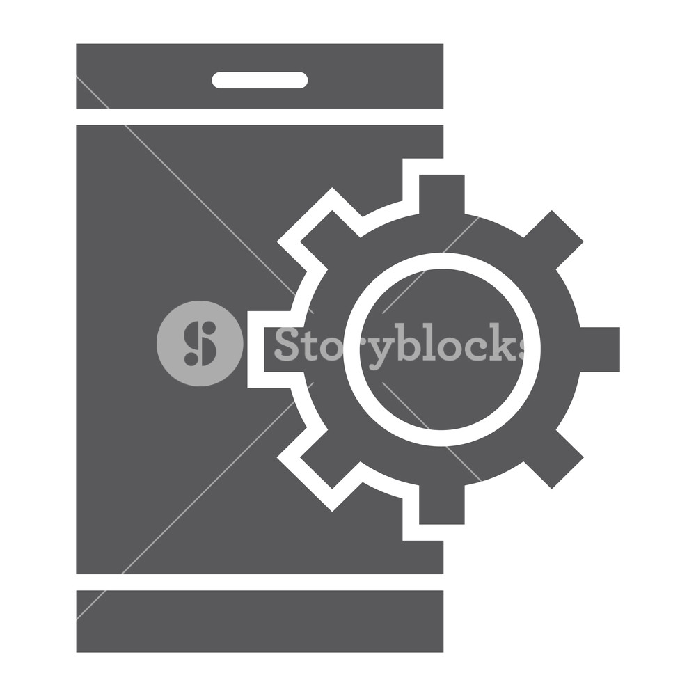 1000x1000 App Settings Glyph Icon, Technology And Smartphone, Cogwheel Sign