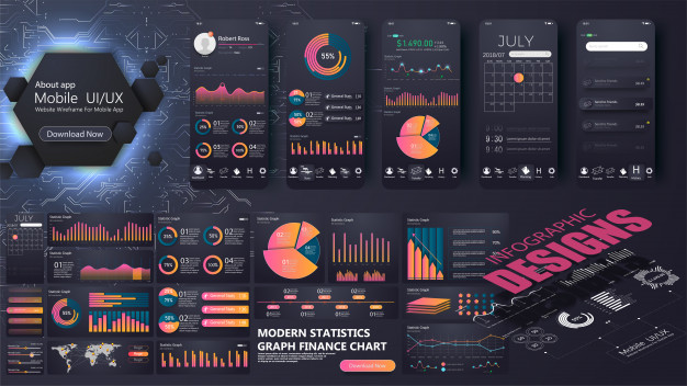 626x352 A Modern Infographic Template For A Website Or Mobile Application