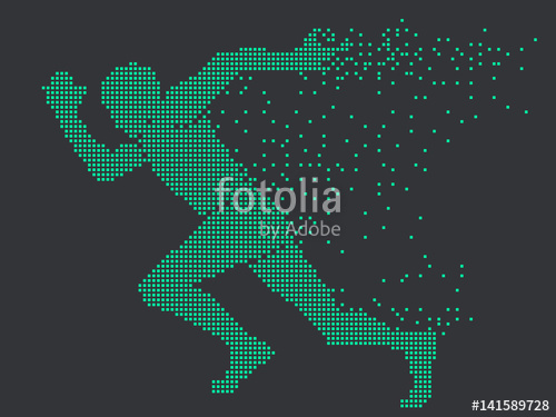 500x375 Running Man,vector Graphics,composed Of Mosaic Particle Stock