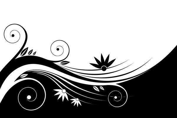 600x400 Vector Graphics Black And White Flowers