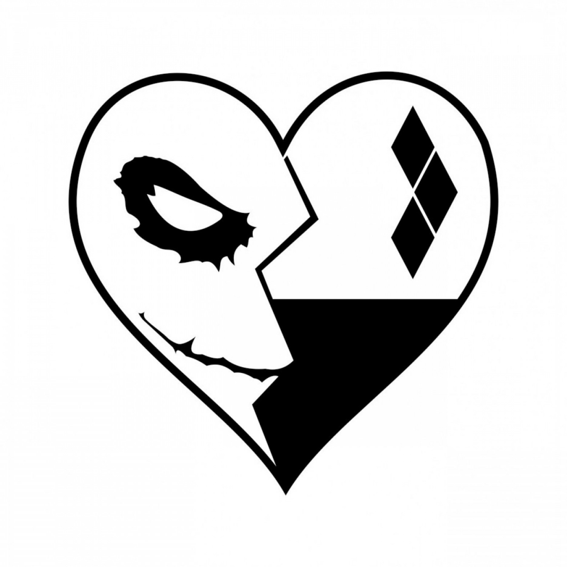 1872x1872 Joker And Harley Quinn Heart Graphics Design Dxf Png Cdr