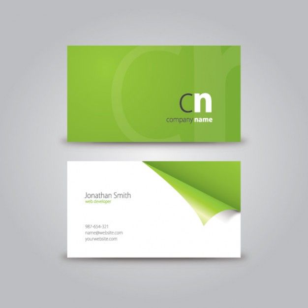 626x626 Curled Corner Business Card Download Free Vector Green Biz