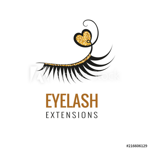 500x500 Eyelash Extension With Gold Glitter Logo Design Vector
