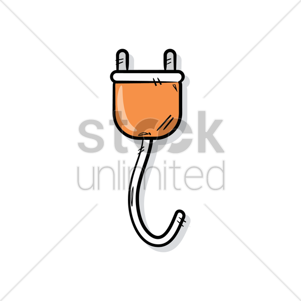 600x600 Plug With Extension Cable Vector Image
