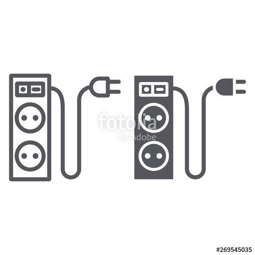 500x500 Electric Extension Line And Glyph Icon, Energy And Plug, Socket