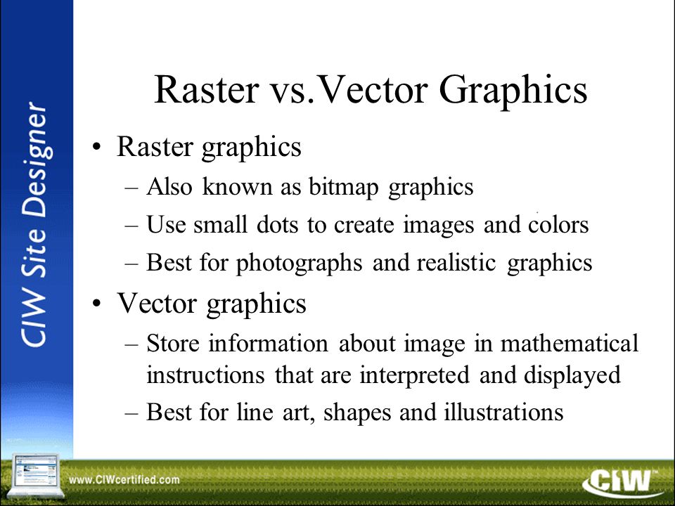 960x720 Lesson Web Graphics Objectives Distinguish Between Vector