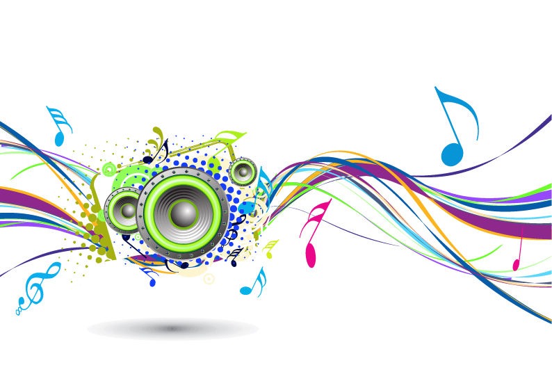 794x535 Abstract Rainbow Wave With Music Node Background Free Vector