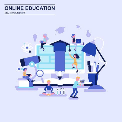 490x490 Online Education Flat Design Concept
