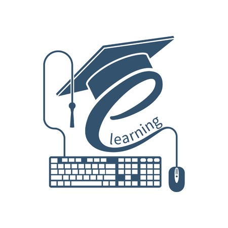 450x450 E Learning Concept Logo Learning Online Center And Graduation