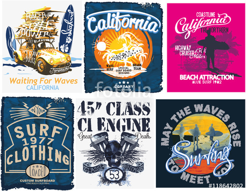 500x389 Surf Sport Typography, T Shirt Graphics, Vectors Stock Image