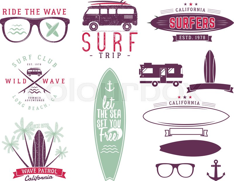 800x620 Set Of Vintage Surfing Graphics And Stock Vector Colourbox