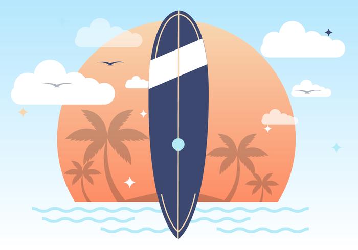 700x490 Sunset Summer Surfing Vector Background