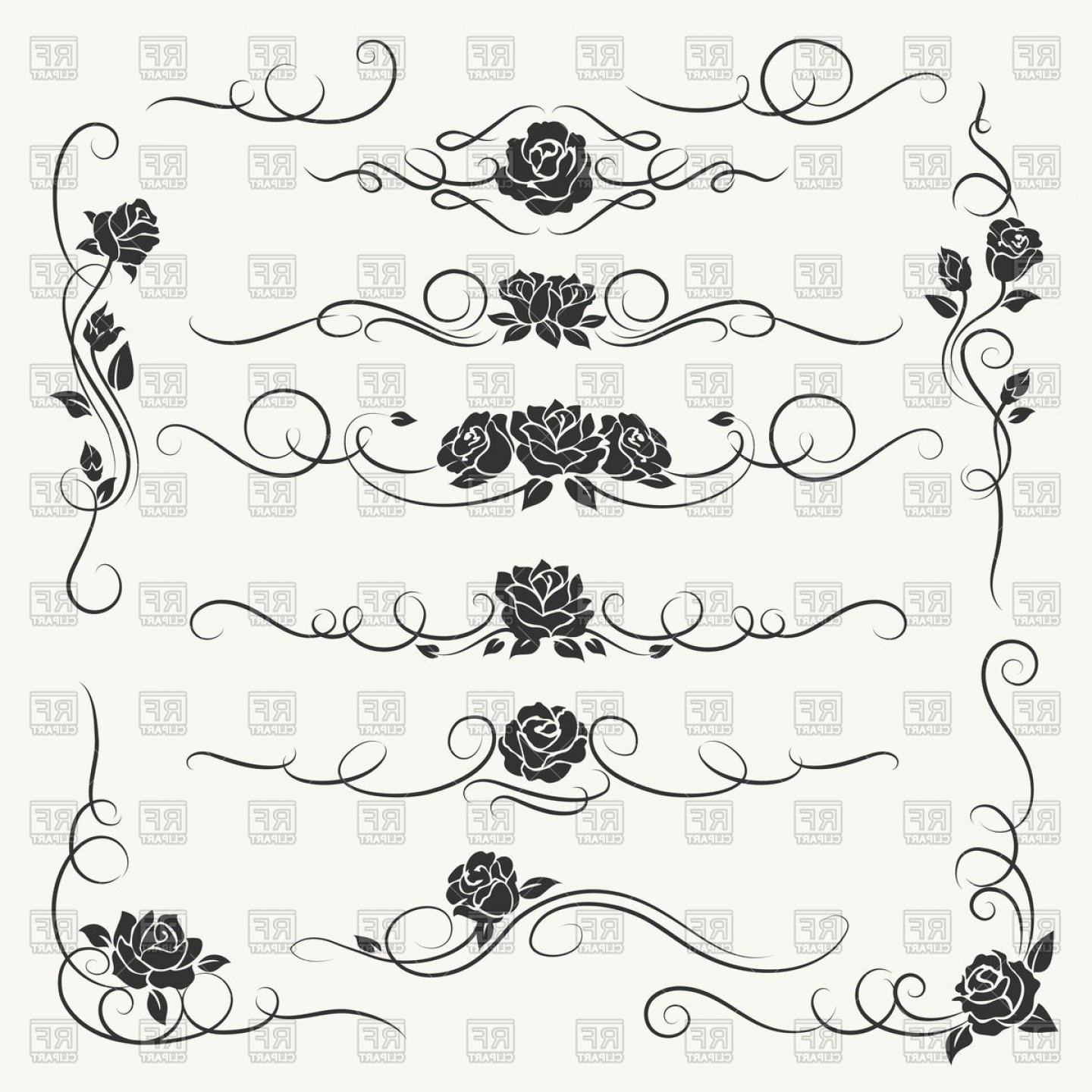 Flourish Roses Divider Floral Border Vector Clipart Soidergi 1440x1440 Flourish Roses Divider Floral Border Vector Clipart Soidergi