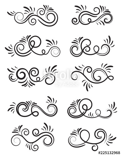 Swirl Set Of Vector Graphic Elements For Design, Postcard, Menu 391x500 Swirl Set Of Vector Graphic Elements For Design, Postcard, Menu
