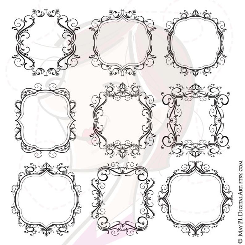Digital Flourish Frames Wedding Vector Clipart Ornate Design Etsy 794x794 Digital Flourish Frames Wedding Vector Clipart Ornate Design Etsy