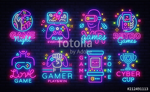 500x308 Big Collection Video Games Logos Vector Conceptual Neon Signs