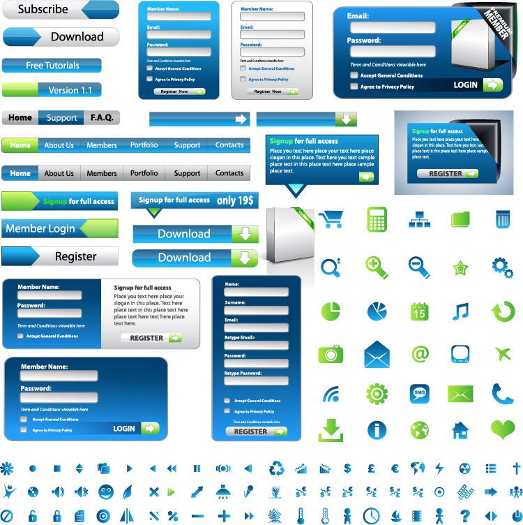 750x752 Web Design Elements Vector Set Free Vector Graphics All Free