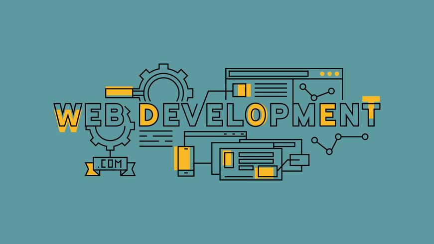 871x490 Website Development, Programming And Design Orange Flat Line