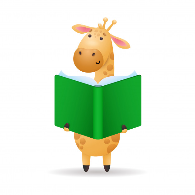 626x626 Giraffe Reading Book Illustration Vector Free Download