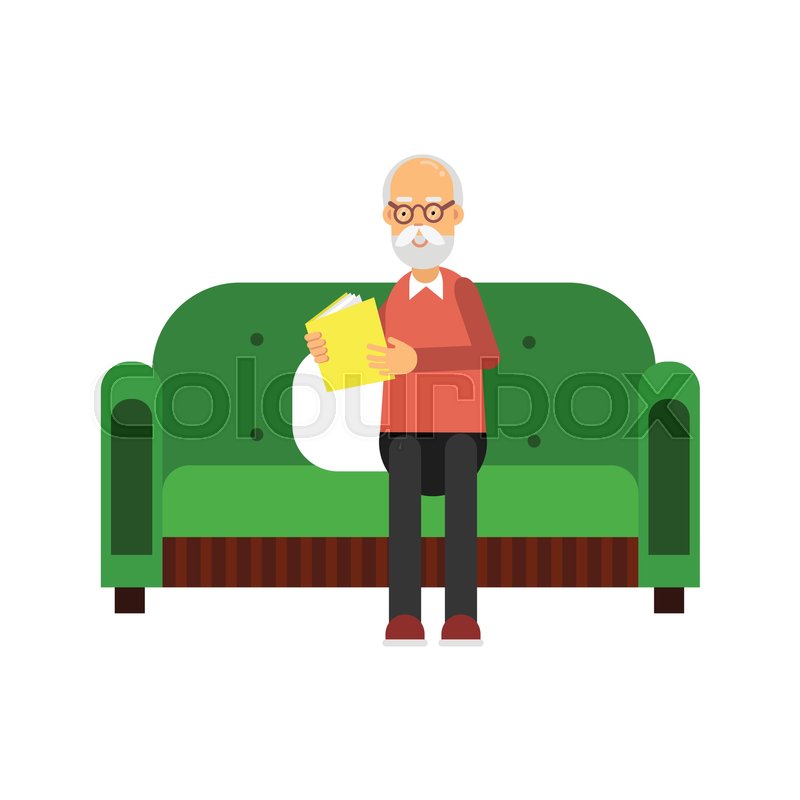 800x800 Senior Man Character Sitting On Green Stock Vector Colourbox