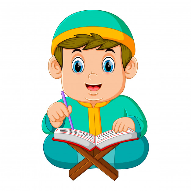 626x626 The Fat Boy With The Green Caftan Is Reading Al Quran Vector