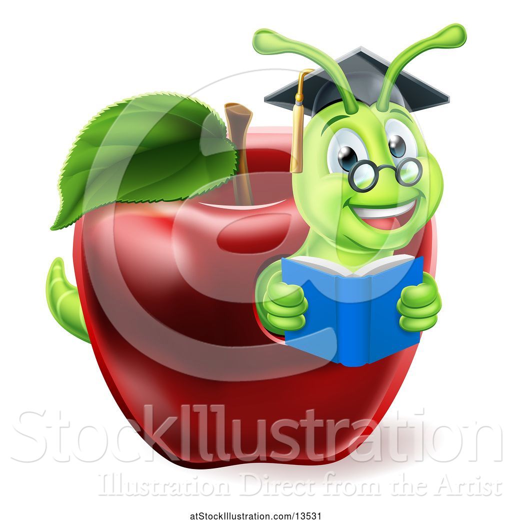1024x1044 Vector Illustration Of Happy Cartoon Green Graduate Book Worm