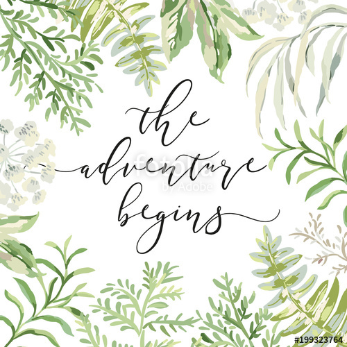 500x500 Greenery Frame With Quote The Adventure Begins Green Leaves