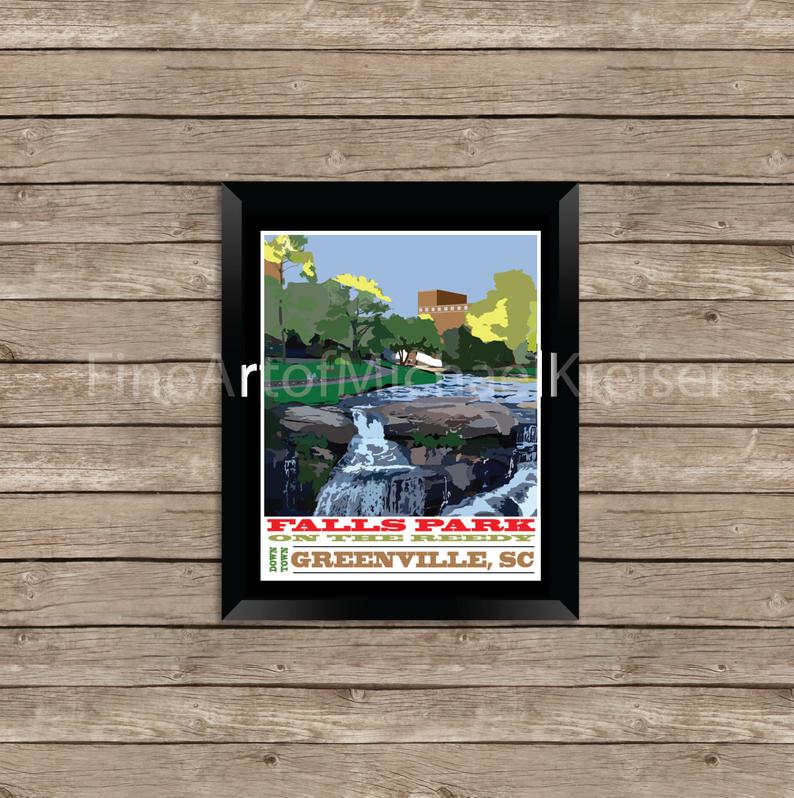 794x798 Falls Park On The Reedy Downtown Greenville South Carolina Etsy
