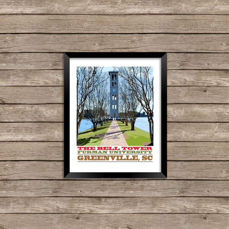 794x794 Furman University Bell Tower Greenville South Carolina Etsy